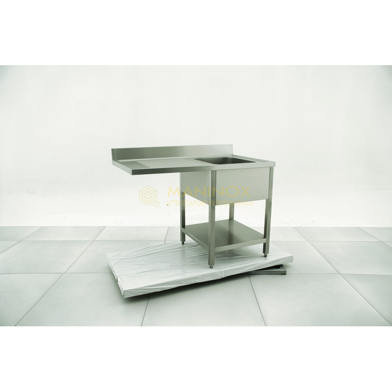 Lavello 1 vasca in acciaio inox con gocciolatoio a sinistra e vano lavastoviglie Lavello 1 vasca in acciaio inox con gocciolatoio a sinistra e vano lavastoviglie 120x70x85h