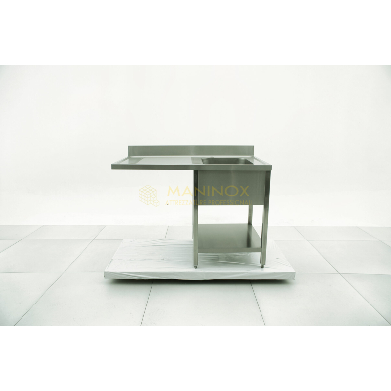 MAN04773 Lavello 1 vasca in acciaio inox con gocciolatoio a sinistra e vano lavastoviglie 120x70x85h