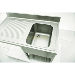 MAN04776 Lavello 1 vasca in acciaio inox con gocciolatoio a sinistra e vano lavastoviglie 120x70x85h