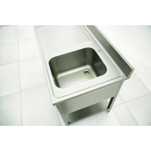 MAN04778 Lavello 1 vasca in acciaio inox con gocciolatoio a sinistra e vano lavastoviglie 120x70x85h