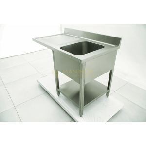 MAN04779 Lavello 1 vasca in acciaio inox con gocciolatoio a sinistra e vano lavastoviglie 120x70x85h
