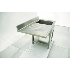 MAN04782 Lavello 1 vasca in acciaio inox con gocciolatoio a sinistra e vano lavastoviglie 120x70x85h