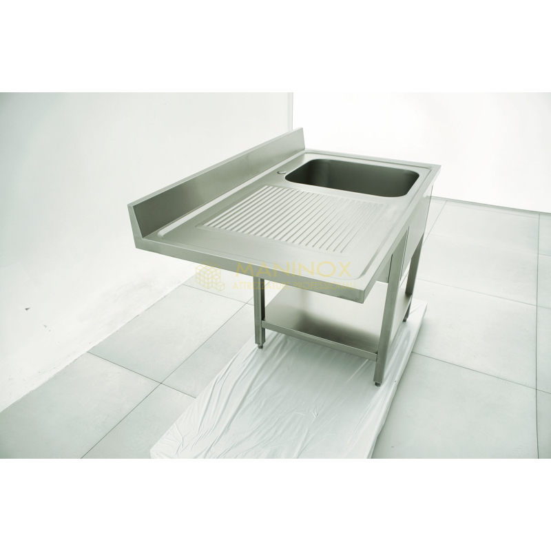 MAN04782 Lavello 1 vasca in acciaio inox con gocciolatoio a sinistra e vano lavastoviglie 120x70x85h