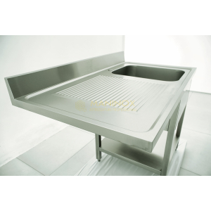 MAN04784 Lavello 1 vasca in acciaio inox con gocciolatoio a sinistra e vano lavastoviglie 120x70x85h