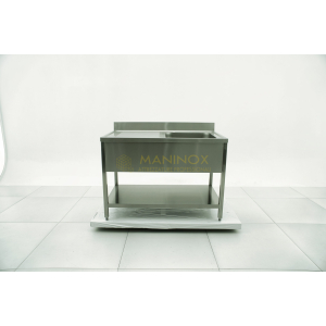 MAN04826 Lavello 1 vasca in acciaio inox con gocciolatoio a sinistra 120x70x85h