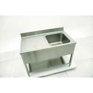 MAN04827 Lavello 1 vasca in acciaio inox con gocciolatoio a sinistra 120x70x85h