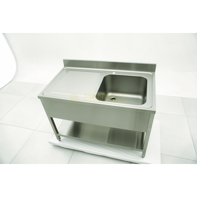 MAN04828 Lavello 1 vasca in acciaio inox con gocciolatoio a sinistra 120x70x85h