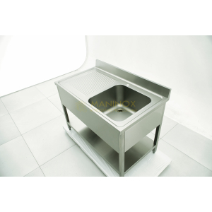 MAN04829 Lavello 1 vasca in acciaio inox con gocciolatoio a sinistra 120x70x85h