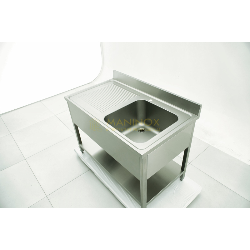 MAN04829 Lavello 1 vasca in acciaio inox con gocciolatoio a sinistra 120x70x85h