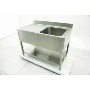 MAN04831 Lavello 1 vasca in acciaio inox con gocciolatoio a sinistra 120x70x85h
