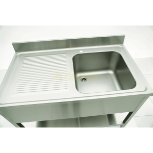 MAN04832 Lavello 1 vasca in acciaio inox con gocciolatoio a sinistra 120x70x85h