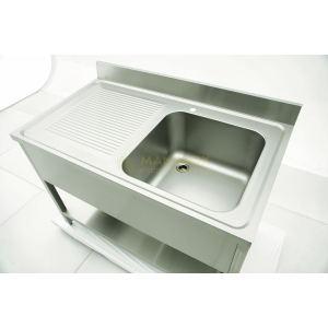 MAN04833 Lavello 1 vasca in acciaio inox con gocciolatoio a sinistra 120x70x85h