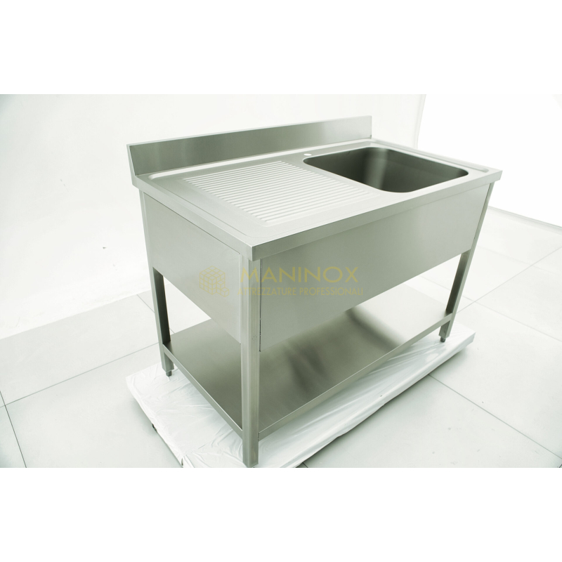 Lavatoio 1 vasca con gocciolatoio a sx Lavello 1 vasca in acciaio inox con gocciolatoio a sinistra 120x70x85h