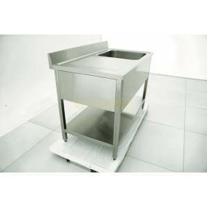 MAN04835 Lavello 1 vasca in acciaio inox con gocciolatoio a sinistra 120x70x85h