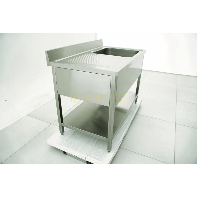 MAN04835 Lavello 1 vasca in acciaio inox con gocciolatoio a sinistra 120x70x85h