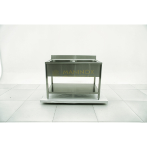 MAN04878 Lavello doppia vasca in acciaio inox 120x70x85h