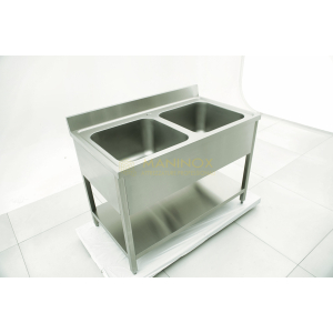 Lavabo doppia vasca Lavello doppia vasca in acciaio inox 120x70x85h