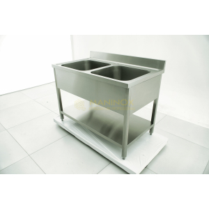 MAN04885 Lavello doppia vasca in acciaio inox 120x70x85h
