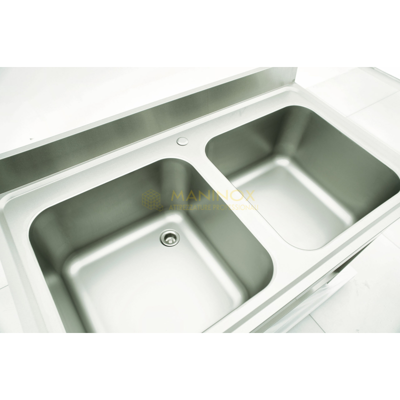 MAN04888 Lavello doppia vasca in acciaio inox 120x70x85h