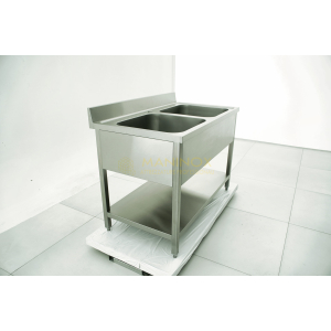 MAN04890 Lavello doppia vasca in acciaio inox 120x70x85h