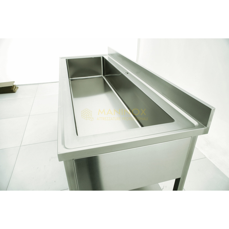 MAN04915 Lavello vasca unica in acciaio inox 200x70x85h