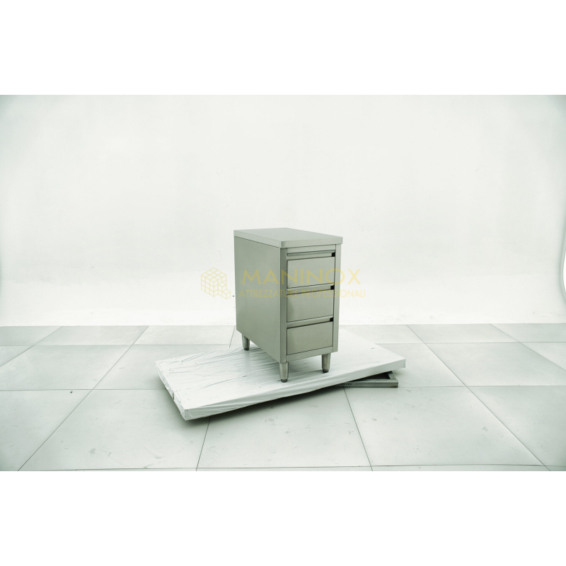 Cassettiera in acciaio inox a 3 cassetti Cassettiera in acciaio inox a 3 cassetti 40x70x85h
