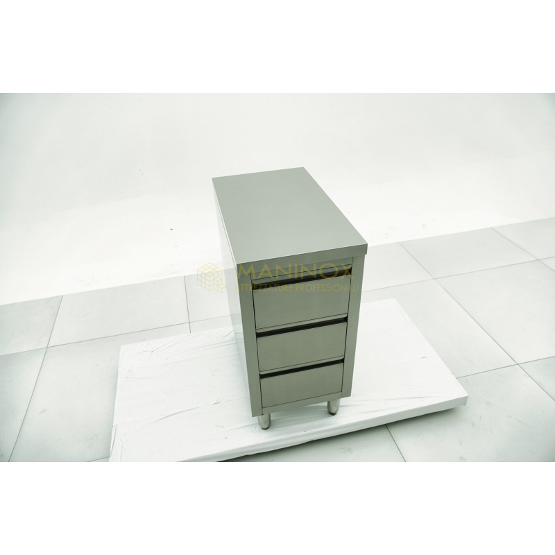 MAN04991 Cassettiera in acciaio inox a 3 cassetti 40x70x85h