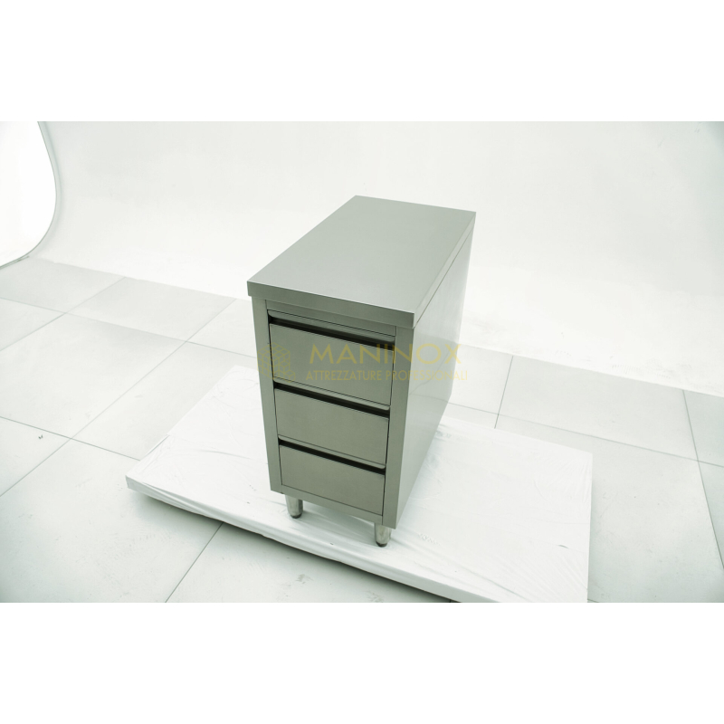 MAN04992 Cassettiera in acciaio inox a 3 cassetti 40x70x85h