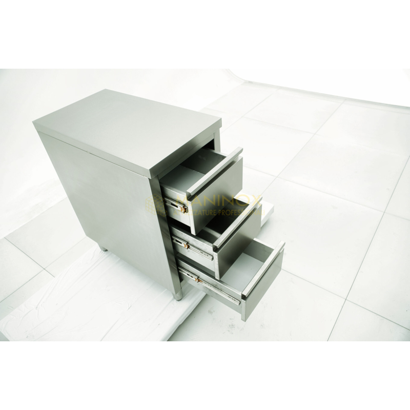 MAN04995 Cassettiera in acciaio inox a 3 cassetti 40x70x85h