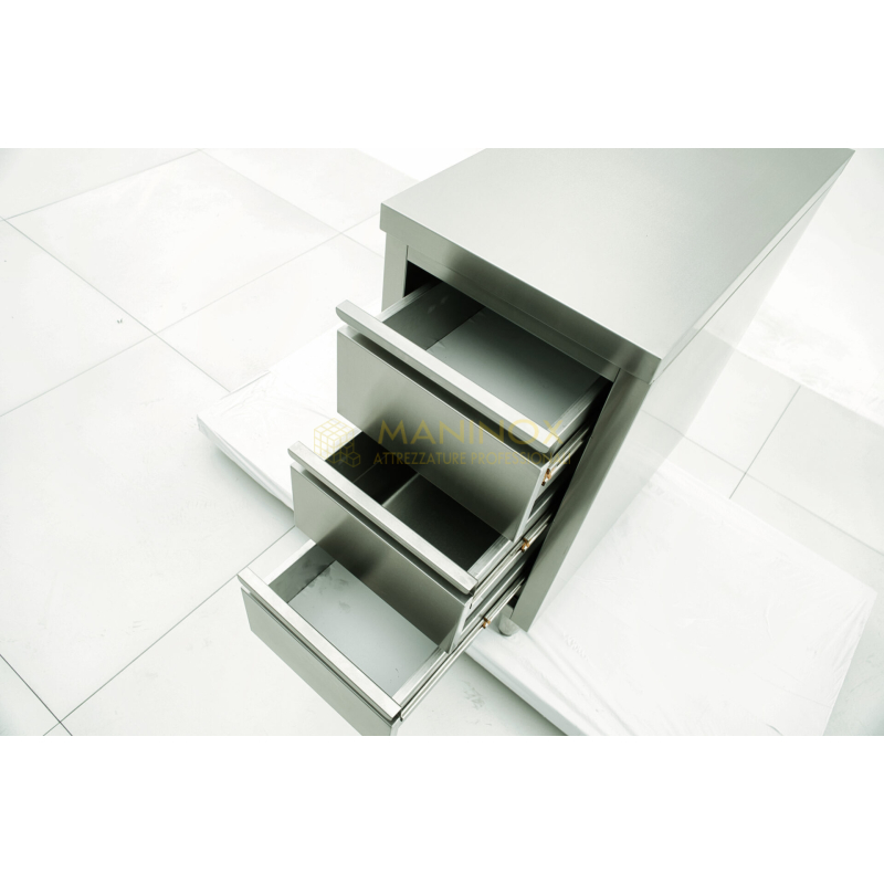 MAN04998 Cassettiera in acciaio inox a 3 cassetti 40x70x85h
