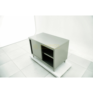 MAN05017 Tavolo armadiato in acciaio inox con ante scorrevoli