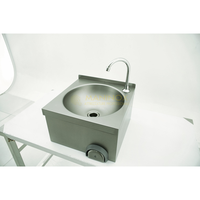 MAN05096 Lavamani in acciaio inox con comando a ginocchio da parete 40X40X25h