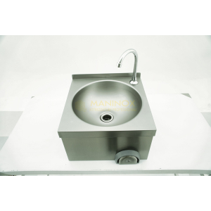 MAN05097 Lavamani in acciaio inox con comando a ginocchio da parete 40X40X25h