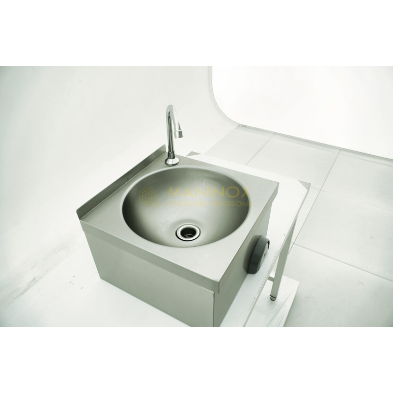 MAN05098 Lavamani in acciaio inox con comando a ginocchio da parete 40X40X25h