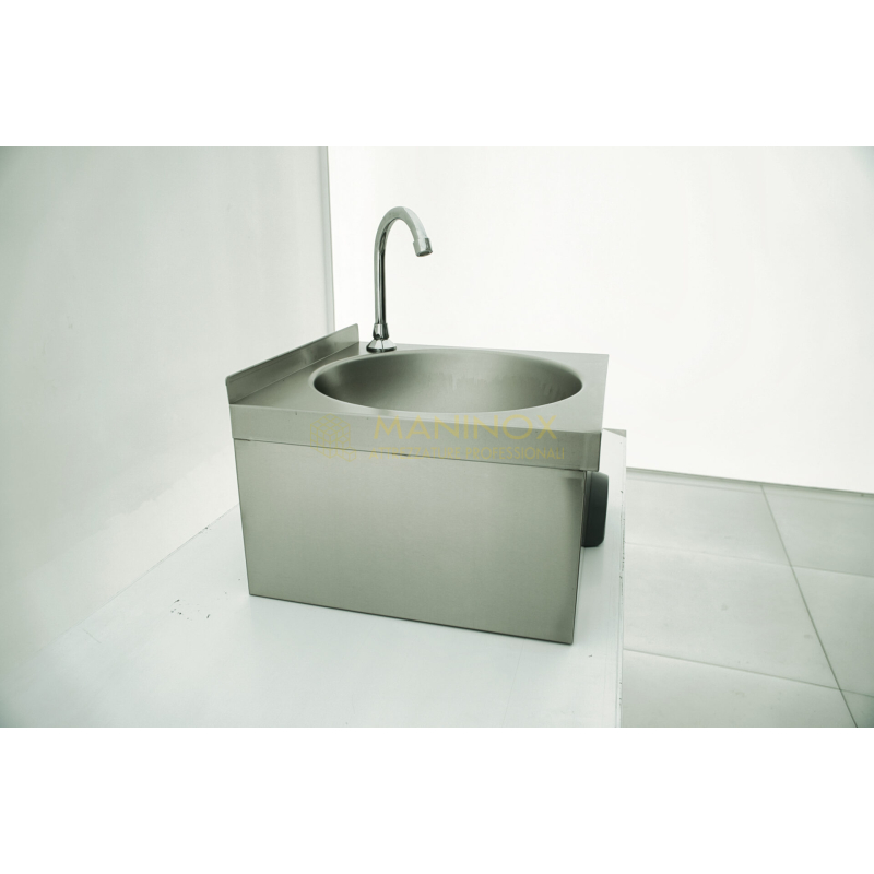 MAN05100 Lavamani in acciaio inox con comando a ginocchio da parete 40X40X25h