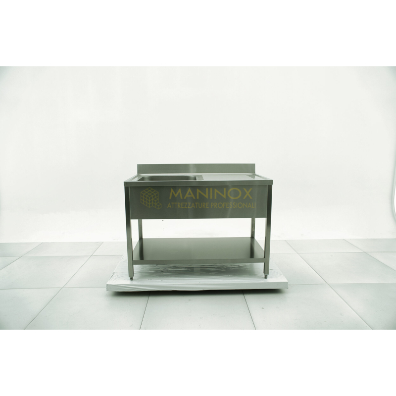 MAN05118 Lavello 1 vasca in acciaio inox con gocciolatoio a destra 120x70x85h