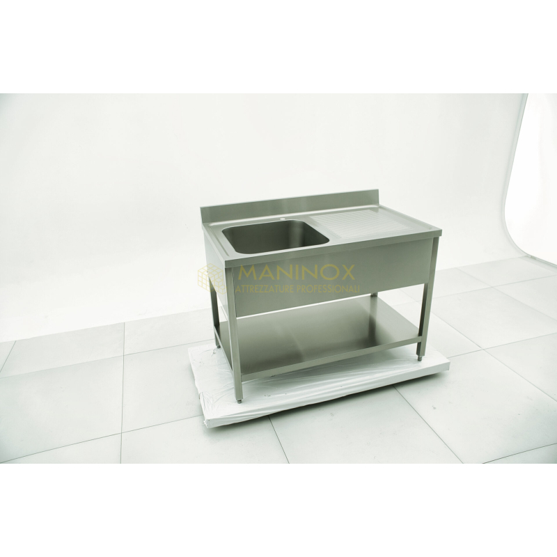 Lavabo 1 vasca con gocciolatoio a dx Lavello 1 vasca in acciaio inox con gocciolatoio a destra 120x70x85h