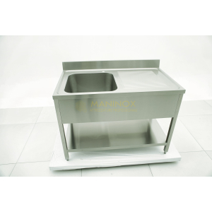 MAN05120 Lavello 1 vasca in acciaio inox con gocciolatoio a destra 120x70x85h