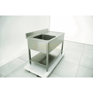 MAN05121 Lavello 1 vasca in acciaio inox con gocciolatoio a destra 120x70x85h