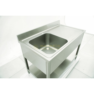 MAN05122 Lavello 1 vasca in acciaio inox con gocciolatoio a destra 120x70x85h