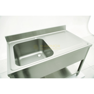MAN05123 Lavello 1 vasca in acciaio inox con gocciolatoio a destra 120x70x85h