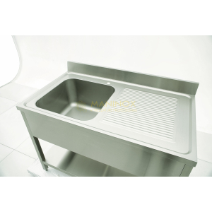 MAN05124 Lavello 1 vasca in acciaio inox con gocciolatoio a destra 120x70x85h