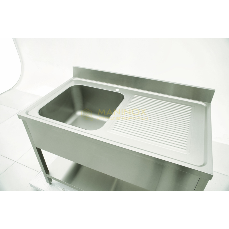 MAN05124 Lavello 1 vasca in acciaio inox con gocciolatoio a destra 120x70x85h