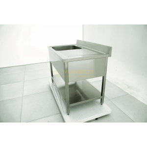 MAN05125 Lavello 1 vasca in acciaio inox con gocciolatoio a destra 120x70x85h