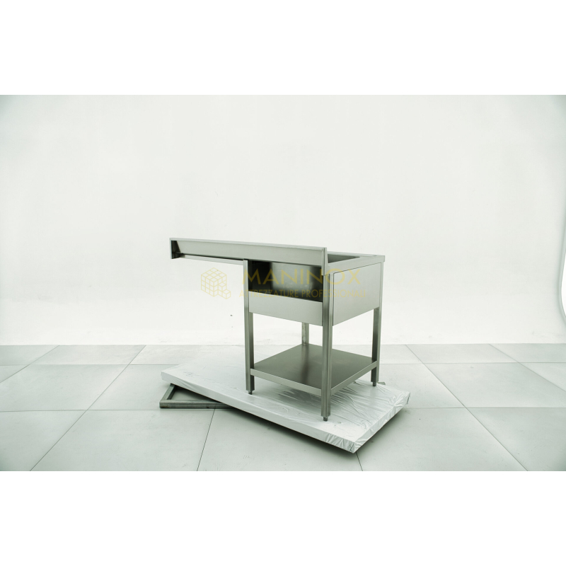 MAN05132 Lavello 1 vasca in acciaio inox con gocciolatoio a destra predisposizione lavastoviglie 120x70x85h