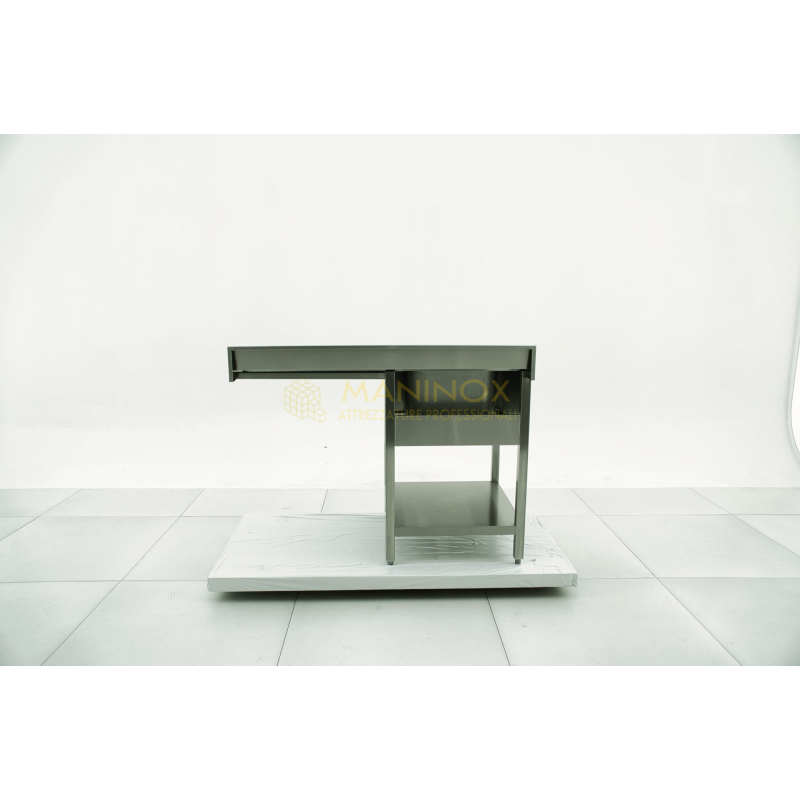 MAN05134 Lavello 1 vasca in acciaio inox con gocciolatoio a destra predisposizione lavastoviglie 120x70x85h