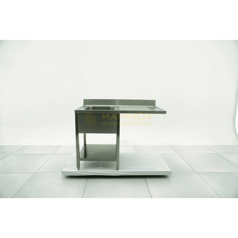 MAN05142 Lavello 1 vasca in acciaio inox con gocciolatoio a destra predisposizione lavastoviglie 120x70x85h