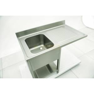 MAN05145 Lavello 1 vasca in acciaio inox con gocciolatoio a destra predisposizione lavastoviglie 120x70x85h
