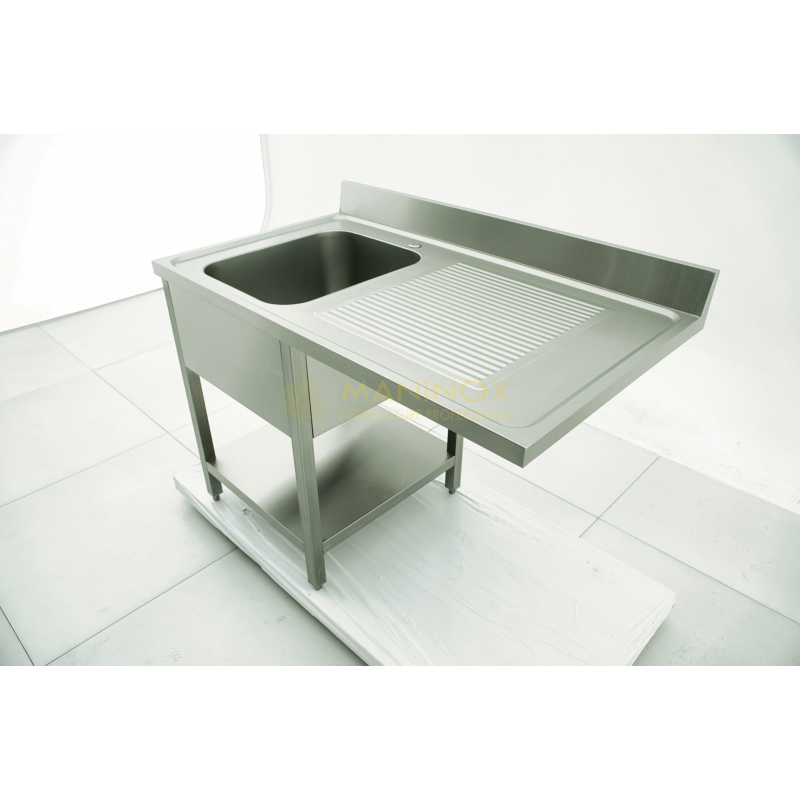 MAN05147 Lavello 1 vasca in acciaio inox con gocciolatoio a destra predisposizione lavastoviglie 120x70x85h