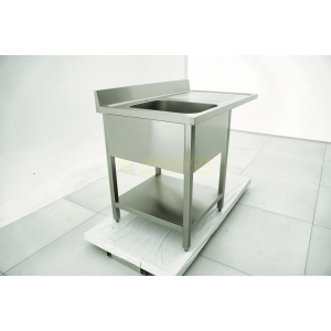 MAN05148 Lavello 1 vasca in acciaio inox con gocciolatoio a destra predisposizione lavastoviglie 120x70x85h
